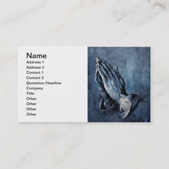 Folded Hands Prayer - Durer Business Card (Front)