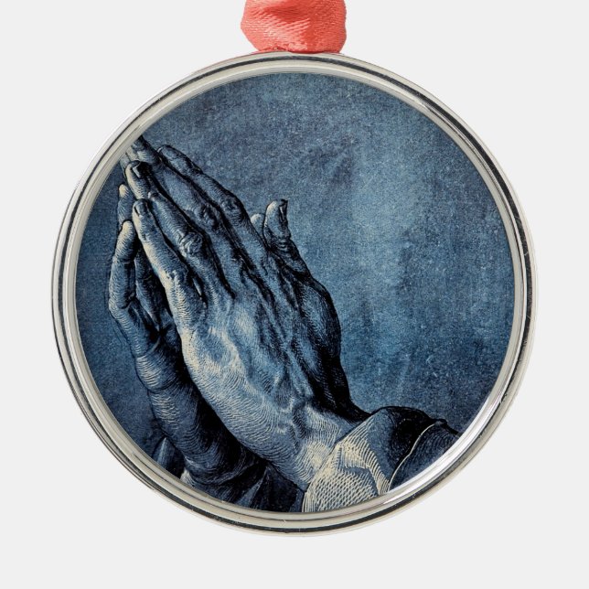 Folded Hands Prayer - Durer Metal Tree Decoration (Front)