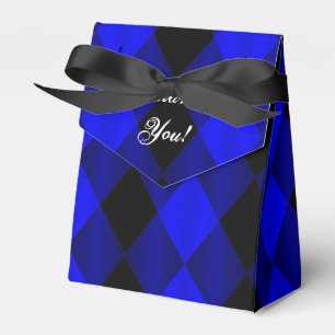 Folded Harlequin-Blue-Black-PARTY FAVOR BOX,Tent Favour Box