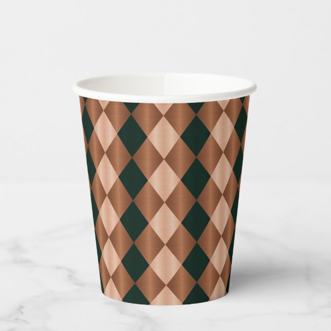 Folded Harlequin,Brown-Black-PAPER PARTY CUPS (Left)