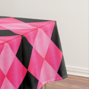 Folded Harlequin,Pink-Black-60x104 TABLECLOTH