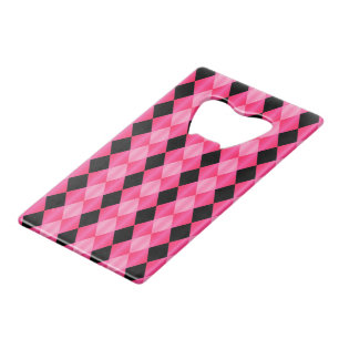 Folded Harlequin, Pink-Black-CARD BOTTLE OPENER
