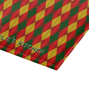 Folded Harlequin-Red-Green-Gold-CUTTING BOARD