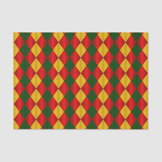 Folded Harlequin-Red-Green-Gold-TISSUE WRAP PAPER (Front)