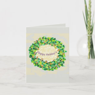 Folded Holiday Card : Acorn Wreath 