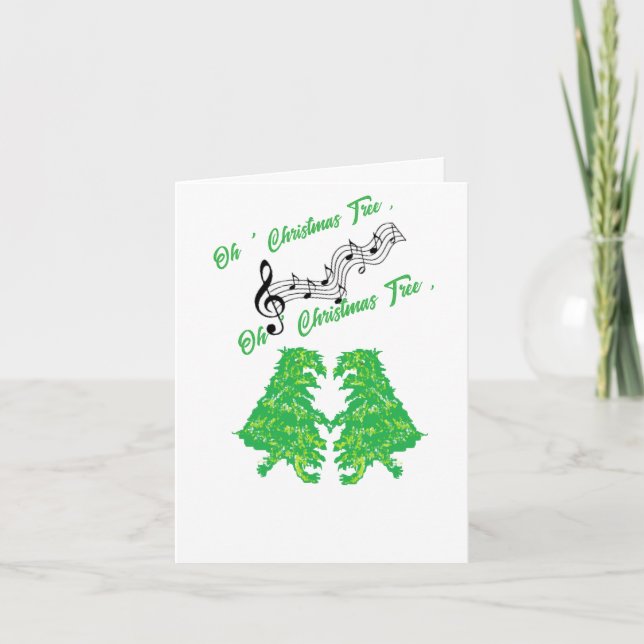 Folded Holiday Card : Dancing Christmas Tree's  (Front)