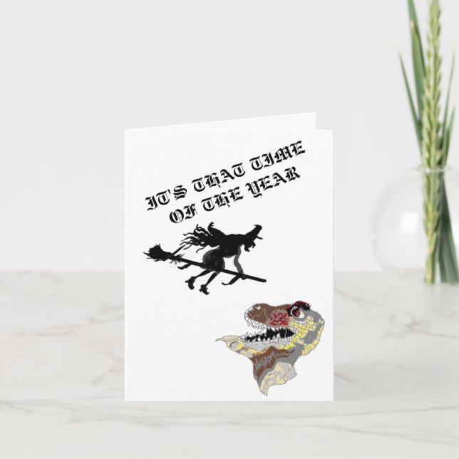 Folded Holiday Card : Dinosaur Halloween (Front)