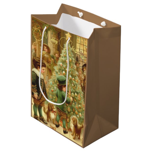 Folded Holiday Card Medium Gift Bag (Front Angled)
