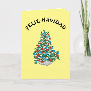 Folded Holiday Card :Merry Christmas /Feliz Navid
