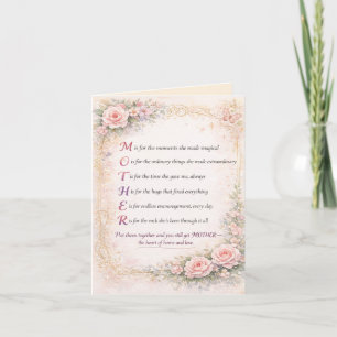 Folded Holiday Card-MOM Acronym Mother’s Day Card
