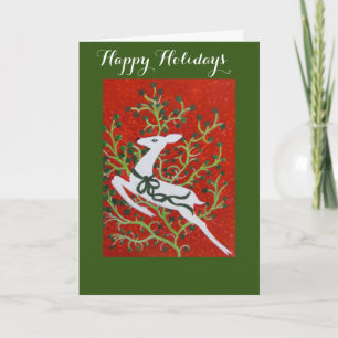 Folded Holiday Card  Vintage Holiday Deer