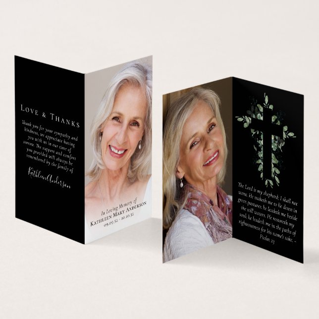 Folded In Loving Memory Memorial Prayer Card (Inside and Outside)