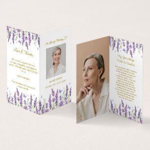 Folded Lavender Photo Funeral Prayer Card