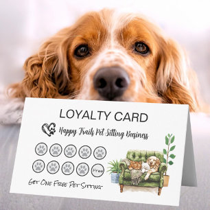 Folded Loyalty Card for Pet Sitter and Dog walker