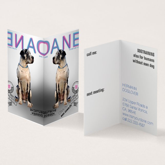 Folded Magazine Style Great Dane  Business Card (Inside and Outside)