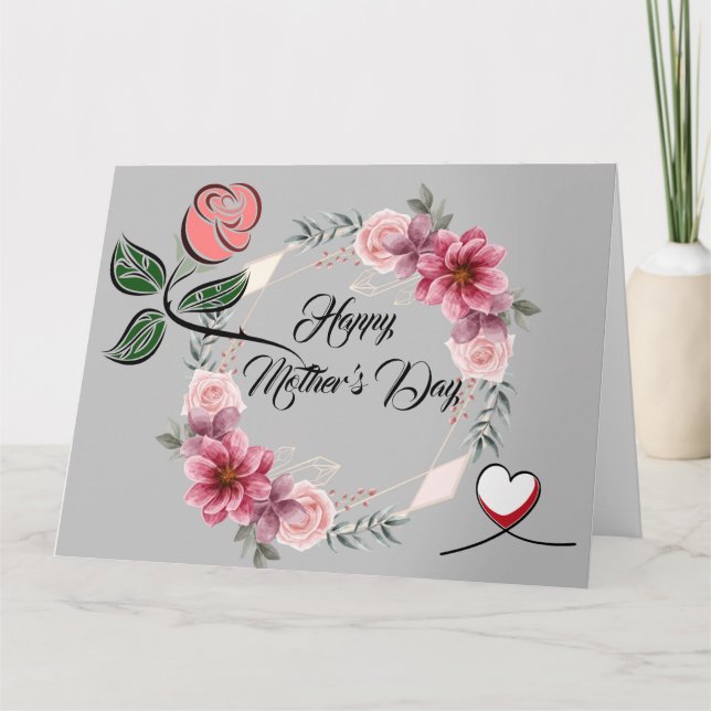 Folded Mother's day card with floral (Front)