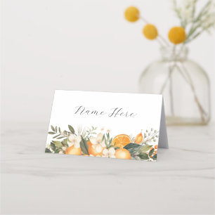 Folded Name Cards Wedding Oranges Florals