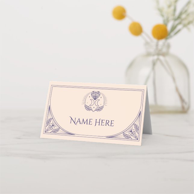 Folded Name Cards Wedding Tarot Moon Mystic (Front)