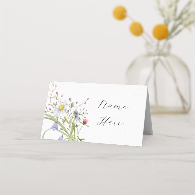 Folded Name Cards Wedding Wildflower Daisy (Front)