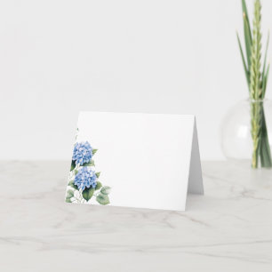 Folded Name Place Card-Blue Hydrangeas Note Card