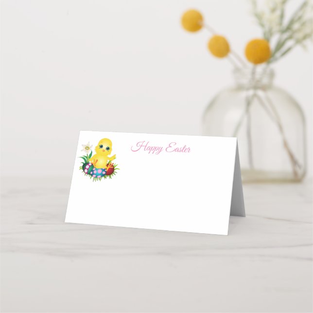 Folded Name Place Card-Easter Chick Place Card (Front)
