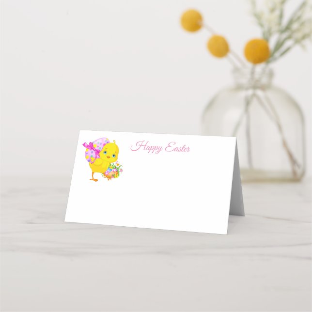 Folded Name Place Card-Easter Chick Place Card (Front)