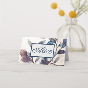 Folded Name Place Card  - Lilac Foliage Floral