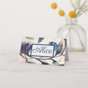 Folded Name Place Card  - Lilac Foliage Floral 2