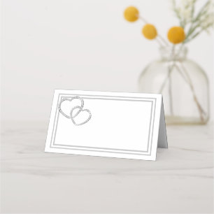 Folded Name Place Card-Two Hearts Card