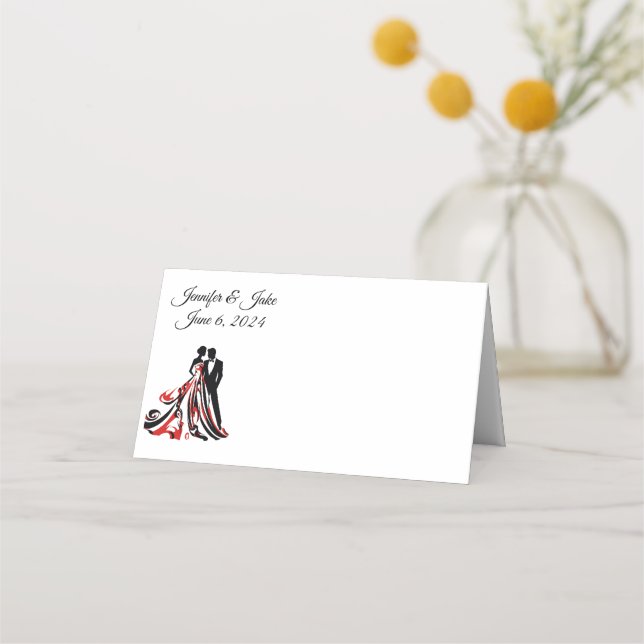 Folded Name Place Card-Wedding Couple Card (Front)