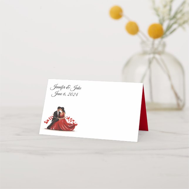 Folded Name Place Card-Wedding Couple Card (Front)