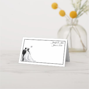 Folded Name Place Card-Wedding Couple-Custom Names Place Card