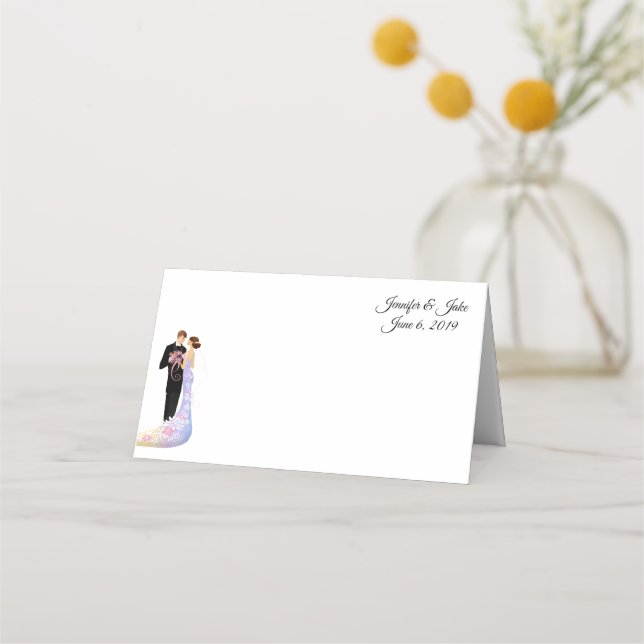Folded Name Place Card-Wedding Couple-Custom Names Place Card (Front)