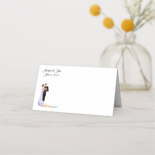 Folded Name Place Card-Wedding Couple-Custom Names Place Card