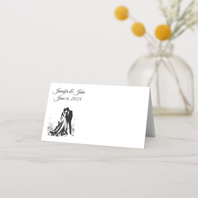 Folded Name Place Card-Wedding Couple Place Card (Front)