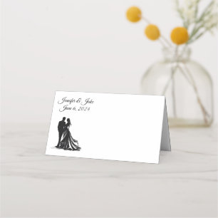 Folded Name Place Card-Wedding Couple Place Card