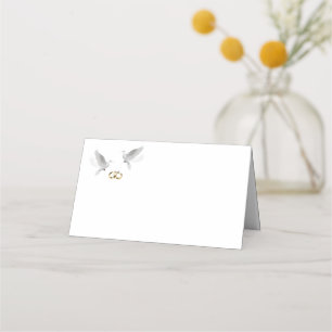 Folded Name Place Card-Wedding Doves Card