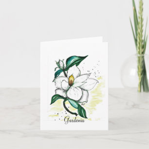 Folded note card-original watercolor of gardenia card