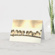 Folded Note Card SMALL BIRDS ON A BRANCH