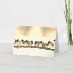 Folded Note Card SMALL BIRDS ON A BRANCH