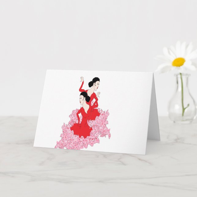 Folded Note Card ; Spanish Dancers (Small Plant)