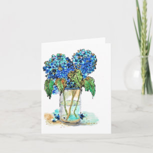 Folded Note Card-watercolor of hydrangeas Note Card