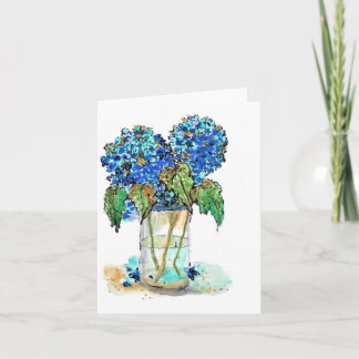 Folded Note Card-watercolor of hydrangeas Note Card