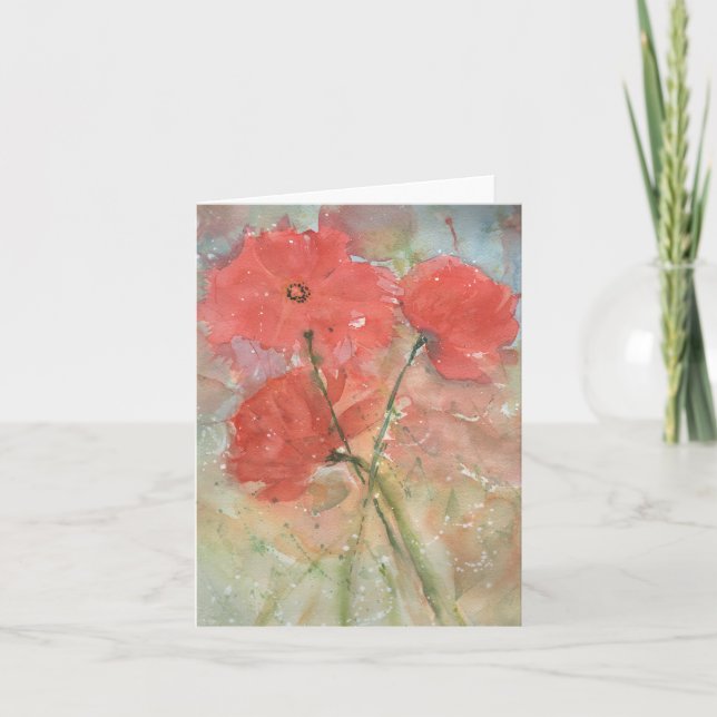 Folded Note Card with handpainted floral design (Front)