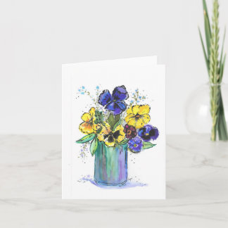Folded notecard-original watercolor of pansies note card