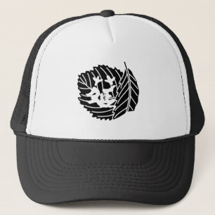 Folded oak leaf worm-eaten trucker hat