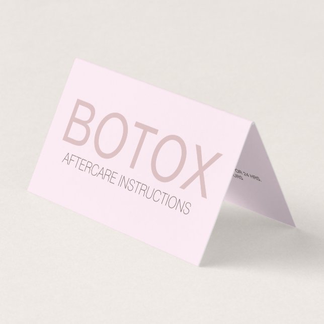 Folded Pink Botox Filler Aftercare Card (Front)