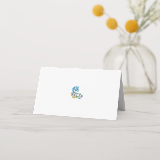 Folded Place Cards | Elegant Paisley Design (Front)