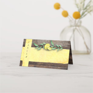 FOLDED PLACE CARDS   Rustic Wood Lemon Wedding