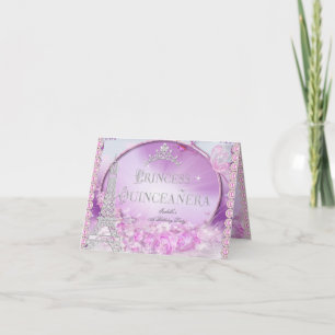 Folded Princess Quinceanera Magical Pink Purple Invitation